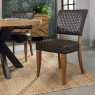 Bentley Designs Winnipeg Rustic Oak Dining Chair Pair With Diamond Stitched Seat/Back