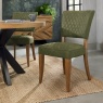 Bentley Designs Winnipeg Rustic Oak Dining Chair Pair With Diamond Stitched Seat/Back