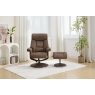 Jupiter Swivel Recliner & Footstool in Fawn Fabric