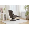 Jupiter Swivel Recliner & Footstool in Carbon Grey Fabric