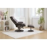Jupiter Swivel Recliner & Footstool in Carbon Grey Fabric