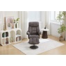Jupiter Swivel Recliner & Footstool in Carbon Grey Fabric