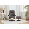 Jupiter Swivel Recliner & Footstool in Carbon Grey Fabric