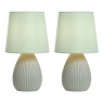 BHS Freya Teardrop Ceramic Table Lamp Pack Of 2 - Green