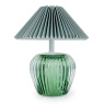 Candlelight Ridged Glass LED Table Lamp With Pleated Shade 19.5cm - Green