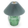 Candlelight Ridged Glass LED Table Lamp With Pleated Shade 19.5cm - Green