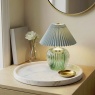 Candlelight Ridged Glass LED Table Lamp With Pleated Shade 19.5cm - Green