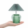 Candlelight Ridged Glass LED Table Lamp With Pleated Shade 19.5cm - Green