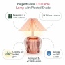 Candlelight Ridged Glass LED Table Lamp With Pleated Shade 19.5cm - Green