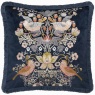 Morris & Co Strawberry Thief Embroidery Feather Cushion 50cm - Indigo