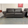 The Lounge Co The Lounge Co Penelope 3 Seater Sofa in Regal Charcoal Leather With Vintage Oak Tapered Legs