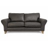 The Lounge Co The Lounge Co Penelope 3 Seater Sofa in Regal Charcoal Leather With Vintage Oak Tapered Legs