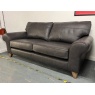 The Lounge Co The Lounge Co Penelope 3 Seater Sofa in Regal Charcoal Leather With Vintage Oak Tapered Legs