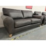 The Lounge Co The Lounge Co Penelope 3 Seater Sofa in Regal Charcoal Leather With Vintage Oak Tapered Legs