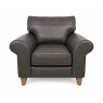 The Lounge Co The Lounge Co Penelope Chair in Regal Charcoal Leather With Vintage Oak Tapered Legs