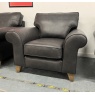 The Lounge Co The Lounge Co Penelope Chair in Regal Charcoal Leather With Vintage Oak Tapered Legs