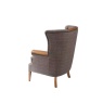 Yale Wing Armchair in Tweed with Tan Leather Trims