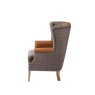 Yale Wing Armchair in Tweed with Tan Leather Trims