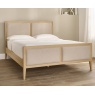 Illinois Upholstered High Foot End Bedframe - Oak/Cream