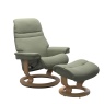 Stressless Stressless Sunrise (M) Chair & Stool Set in Paloma Shadow Green Leather with Oak Classic Base