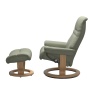 Stressless Stressless Sunrise (M) Chair & Stool Set in Paloma Shadow Green Leather with Oak Classic Base