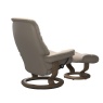 Stressless Stressless Sunrise (M) Chair & Stool Set in Paloma Mushroom Leather with Smoked Oak Classic Base