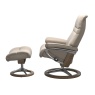 Stressless Stressless Sunrise (M) Chair & Stool Set in Paloma Mushroom Leather with Smoked Oak Signature Base