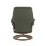 Stressless Stressless Sunrise (M) Chair & Stool Set in Paloma Shadow Green Leather with Oak Signature Base