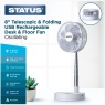 Status Status 8-inch Telescopic Folding USB Rechargeable Desk & Floor Fan - White