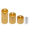 Lumineo Lumineo LED Realistic Wick Candle Set of 3 - Gold
