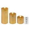 Lumineo Lumineo LED Realistic Wick Candle Set of 3 - Gold