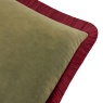 Furn Halo Fringed Velvet Feather Cushion 50cm - Fir Green/Dark Red